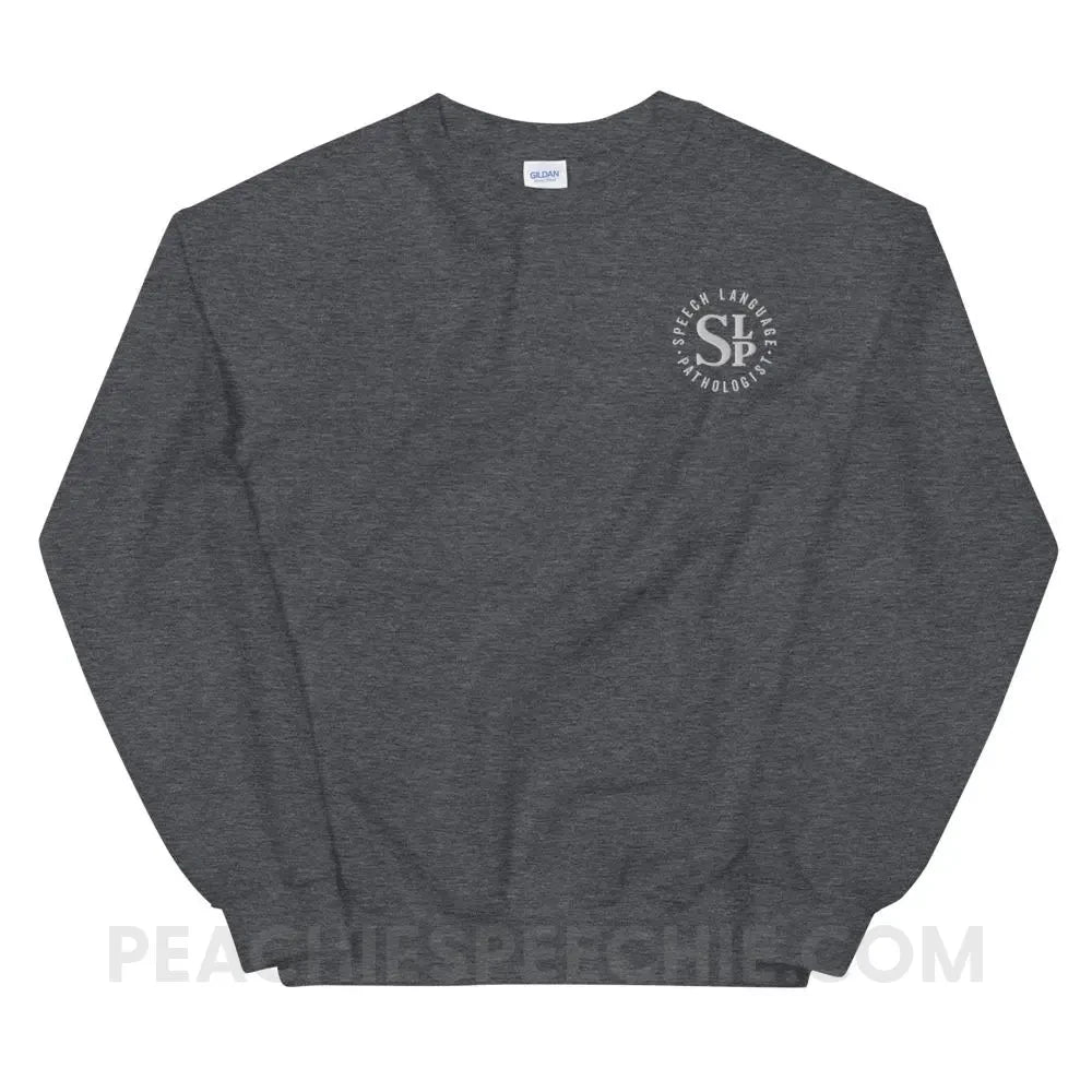 SLP Badge Embroidered Classic Sweatshirt - Dark Heather / S - Hoodies & Sweatshirts peachiespeechie.com