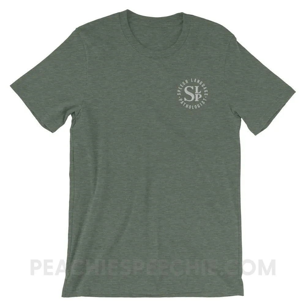 SLP Badge Embroidered Premium Soft Tee - Heather Forest / S - T-Shirts & Tops peachiespeechie.com