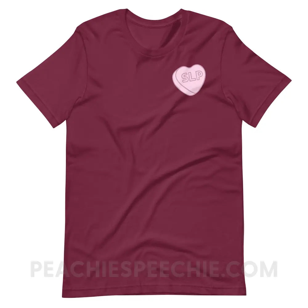 SLP Candy Heart Premium Soft Tee - Maroon / S - T-Shirt peachiespeechie.com