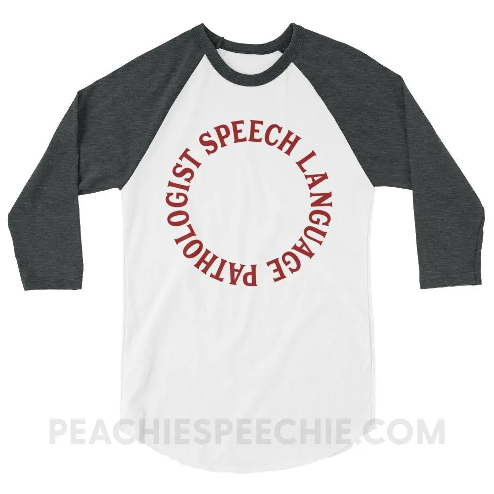 SLP Circle Baseball Tee - White/Heather Charcoal / XS - T-Shirts & Tops peachiespeechie.com