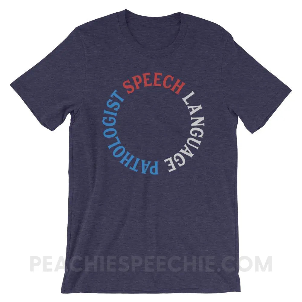 SLP Circle Premium Soft Tee - Heather Midnight Navy / XS - T-Shirts & Tops peachiespeechie.com