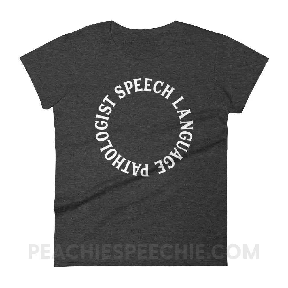 SLP Circle Women’s Trendy Tee - Heather Dark Grey / S T-Shirts & Tops peachiespeechie.com