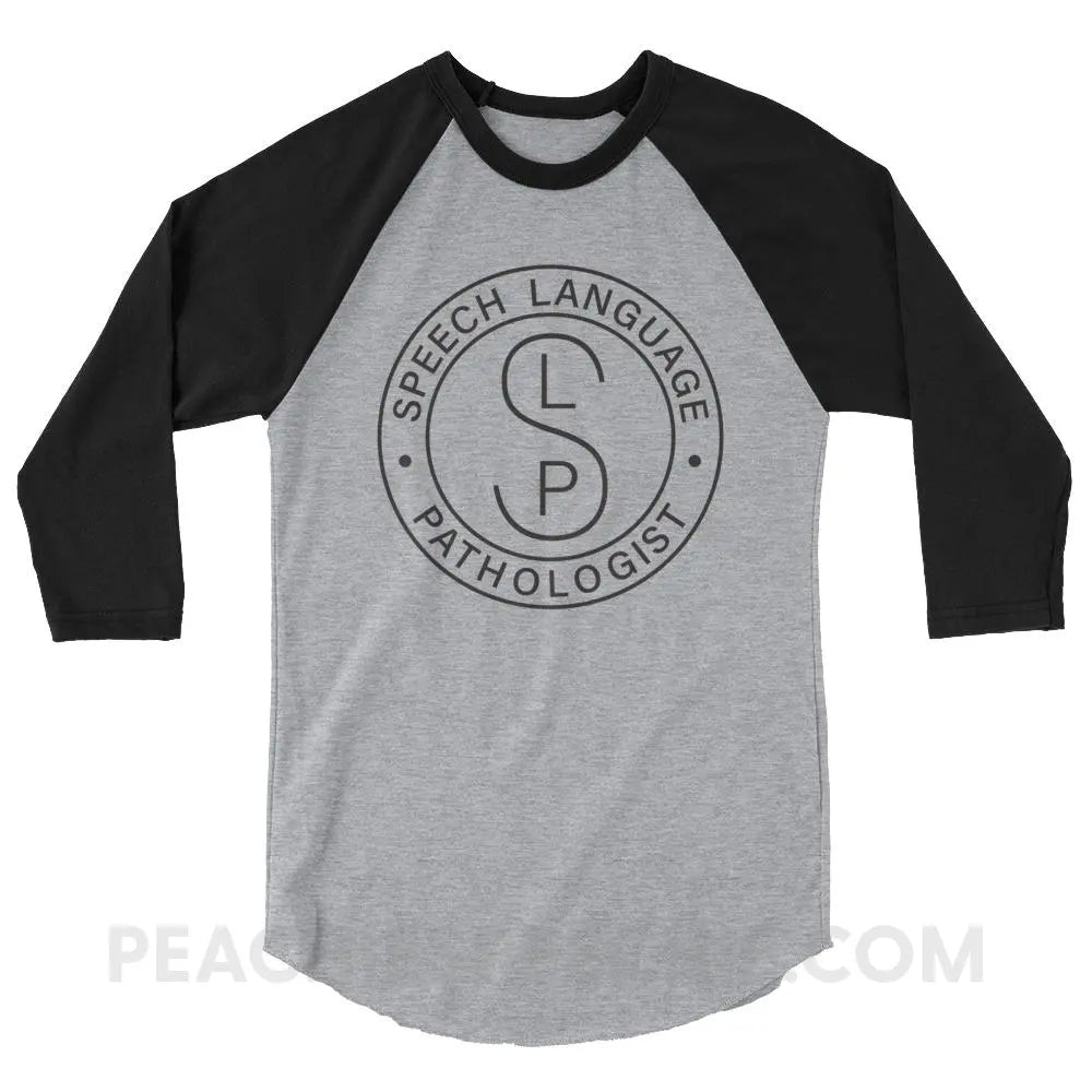 SLP Emblem Baseball Tee - Heather Grey/Black / XS - T-Shirts & Tops peachiespeechie.com