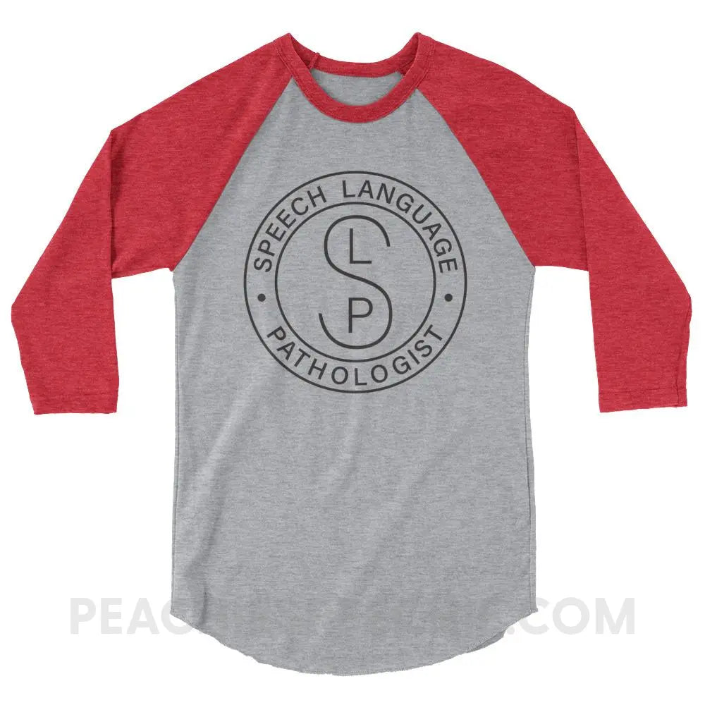 SLP Emblem Baseball Tee - Heather Grey/Heather Red / XS T - Shirts & Tops peachiespeechie.com