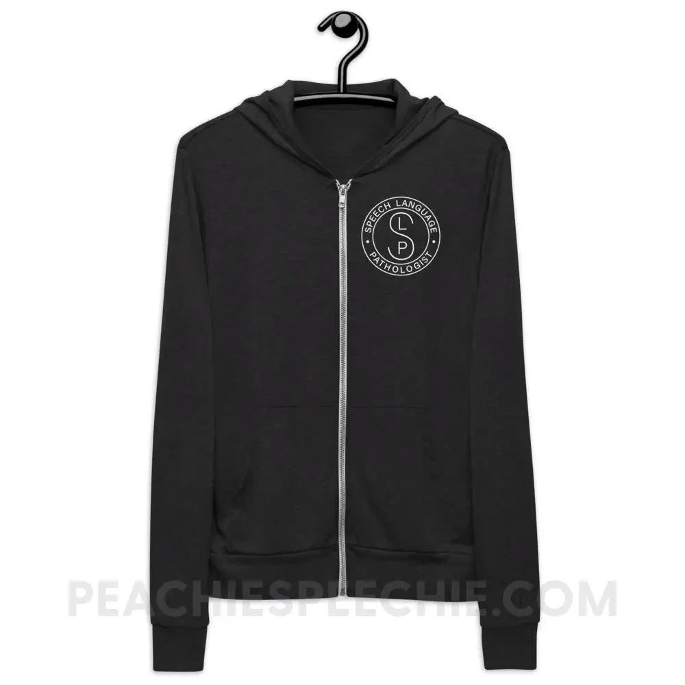 SLP Emblem Peachie Speechie Zip Hoodie - Charcoal Black Triblend / XS - Hoodies & Sweatshirts peachiespeechie.com