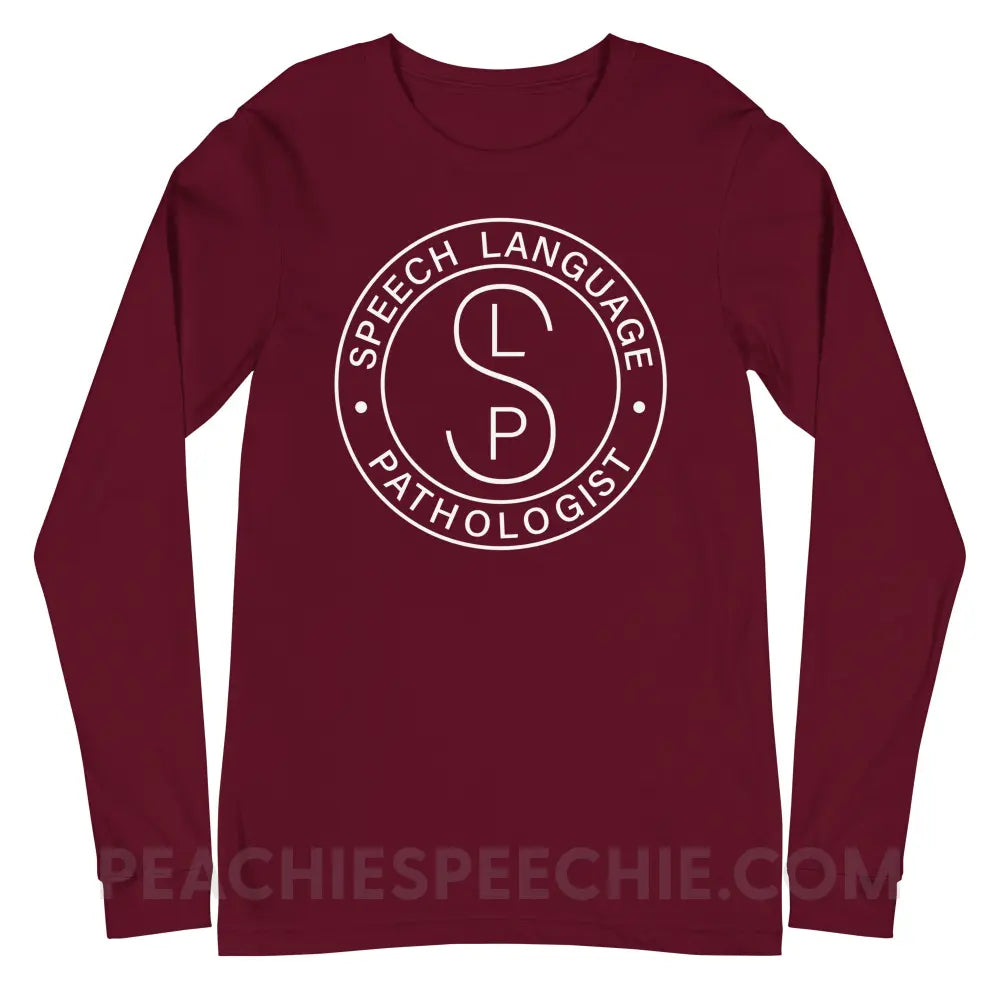 SLP Emblem Premium Long Sleeve - Maroon / S T - Shirts & Tops peachiespeechie.com