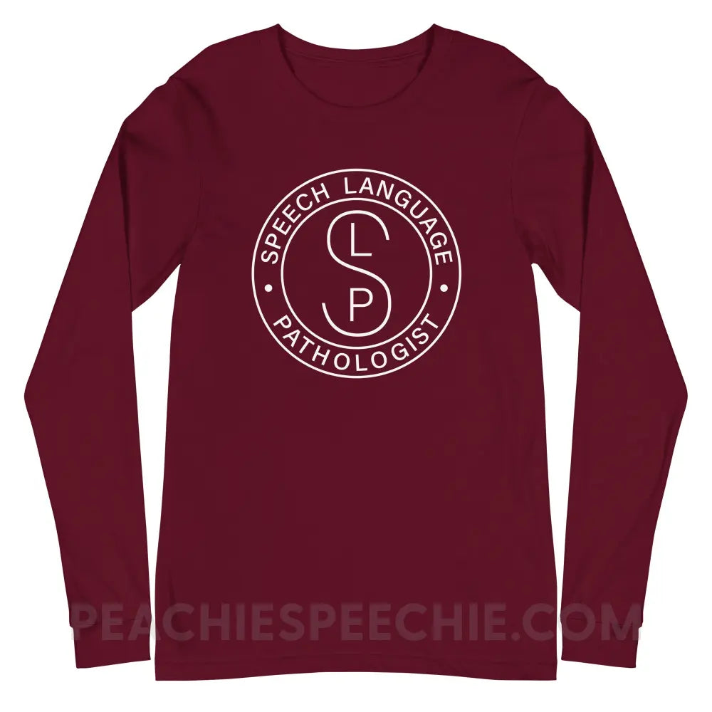 SLP Emblem Premium Long Sleeve - Maroon / S - T-Shirts & Tops peachiespeechie.com