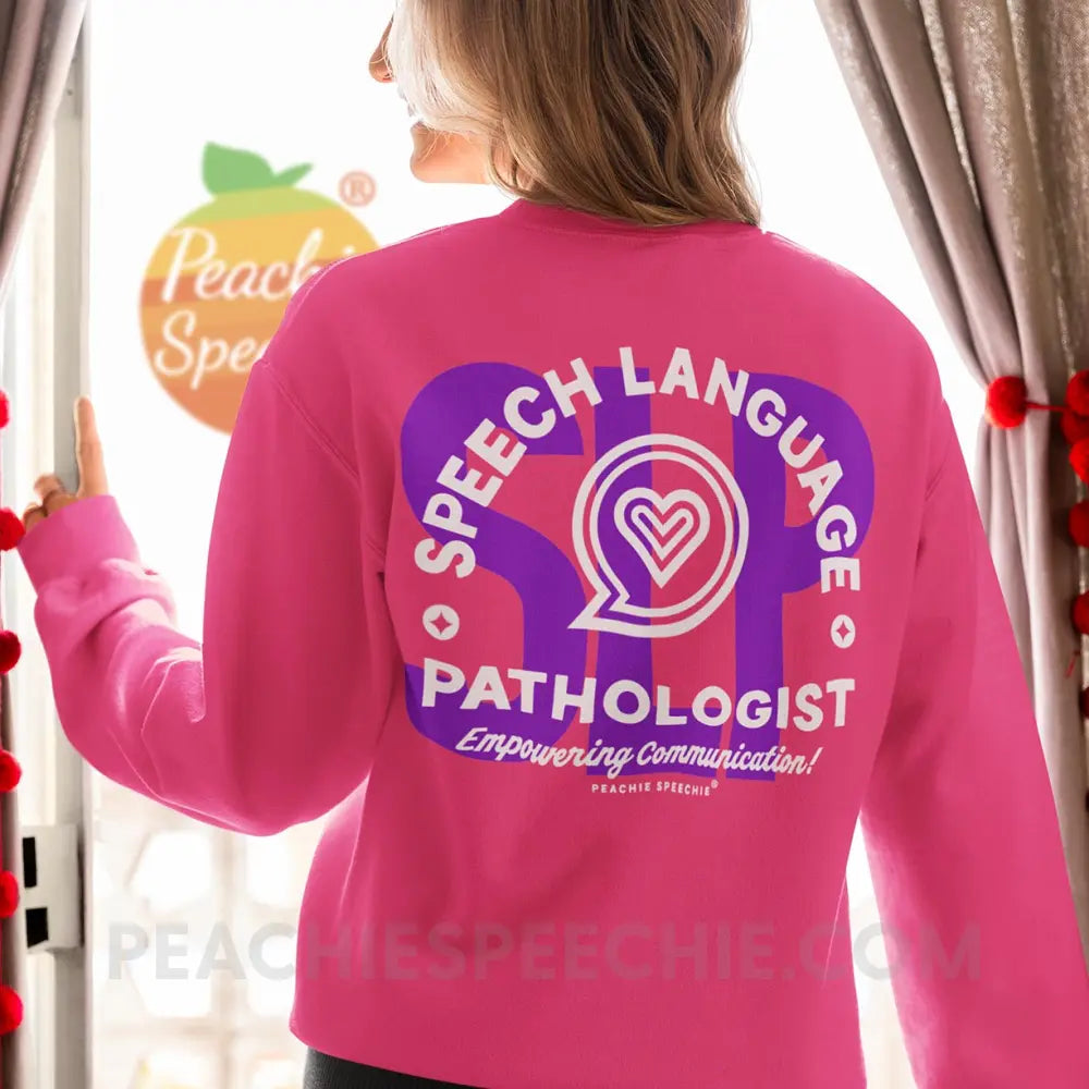 SLP Empowering Communication Classic Sweatshirt - Heliconia / S - peachiespeechie.com