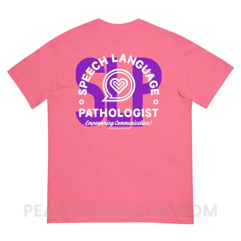 SLP Empowering Communication Comfort Colors Tee Crunchberry / S peachiespeechie.com