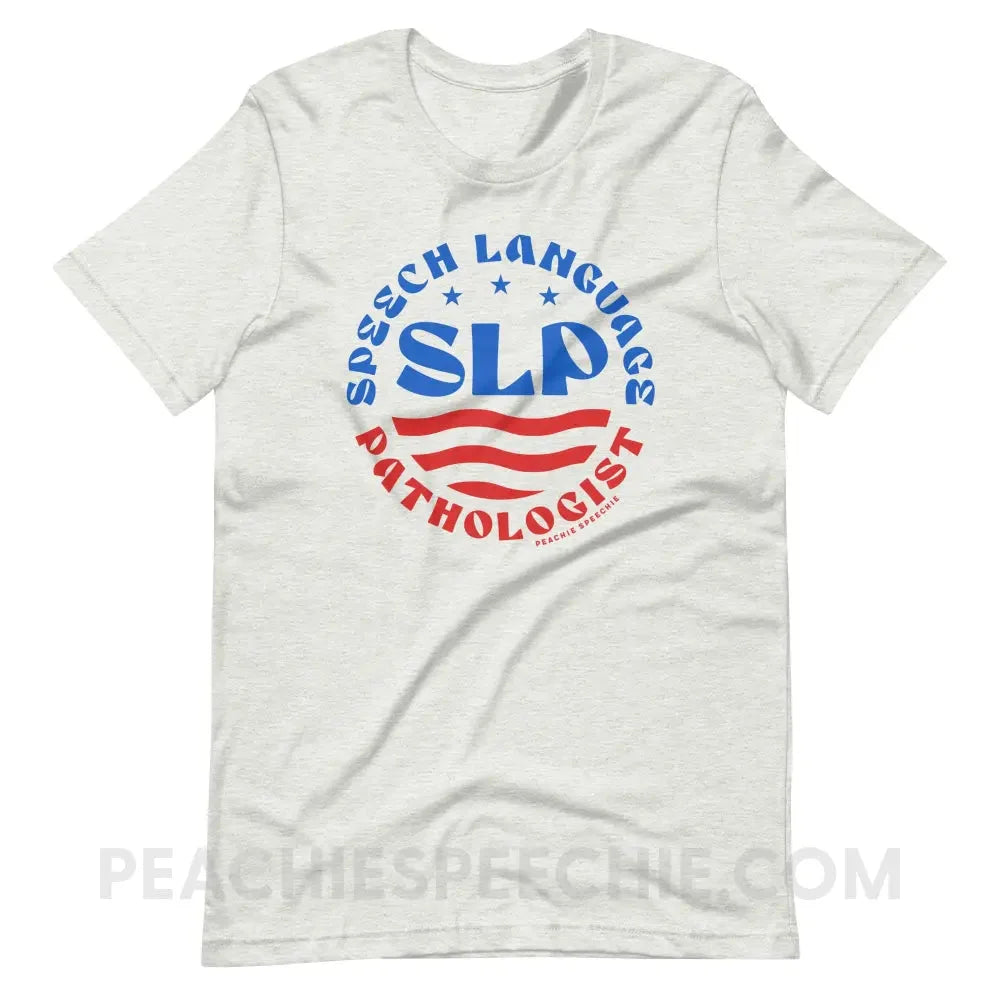SLP Flag Emblem Premium Soft Tee - Ash / S - peachiespeechie.com