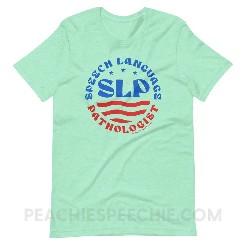 SLP Flag Emblem Premium Soft Tee - Heather Mint / S - peachiespeechie.com