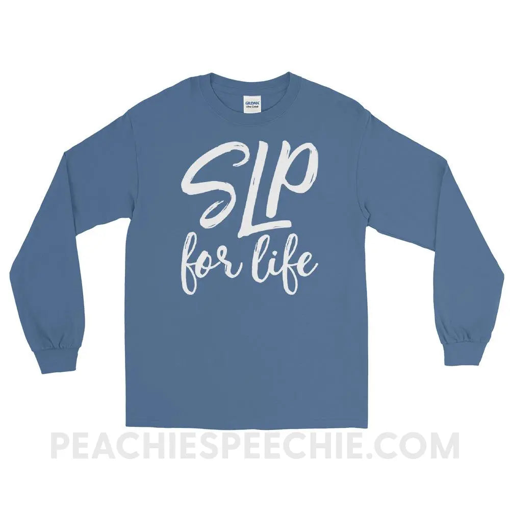 SLP For Life Long Sleeve Tee - Indigo Blue / S T - Shirts & Tops peachiespeechie.com