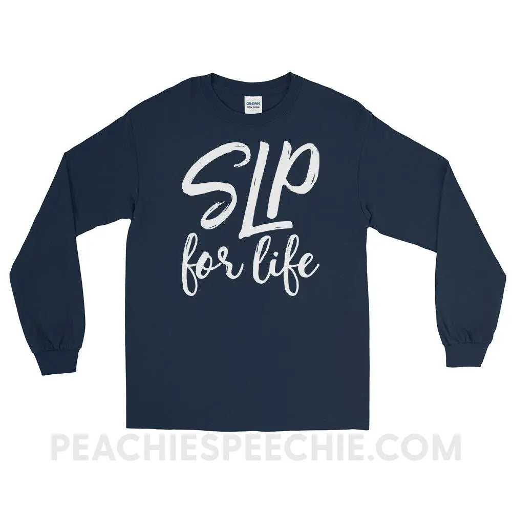 SLP For Life Long Sleeve Tee - Navy / S T - Shirts & Tops peachiespeechie.com