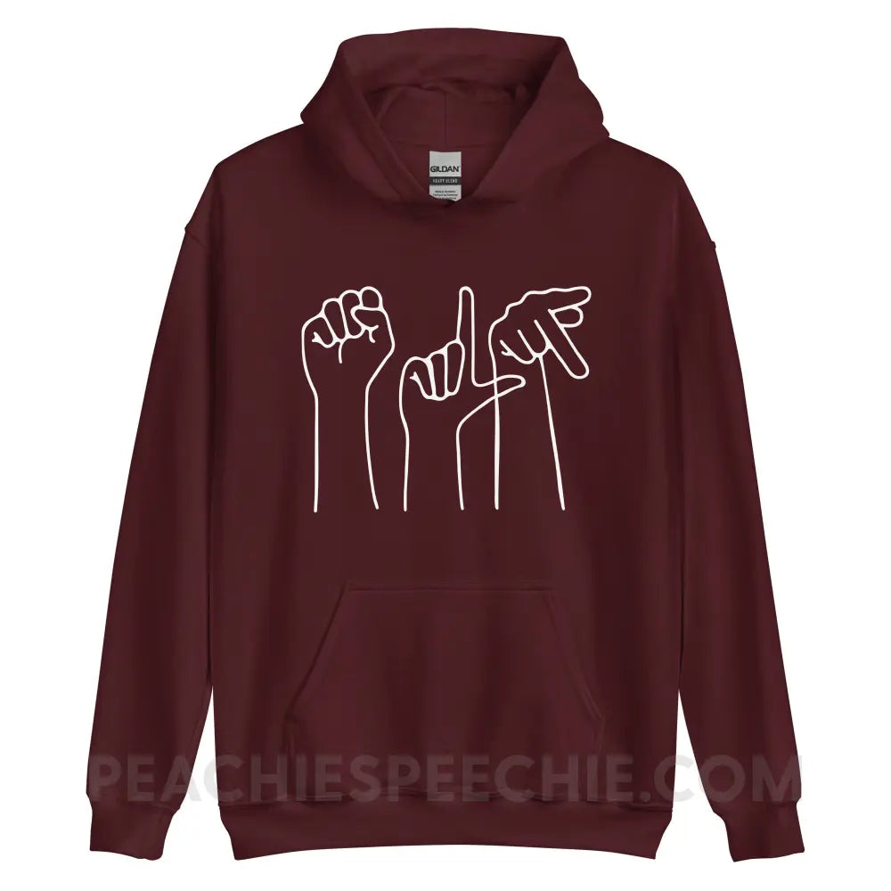 SLP Hands Classic Hoodie - Maroon / S - peachiespeechie.com