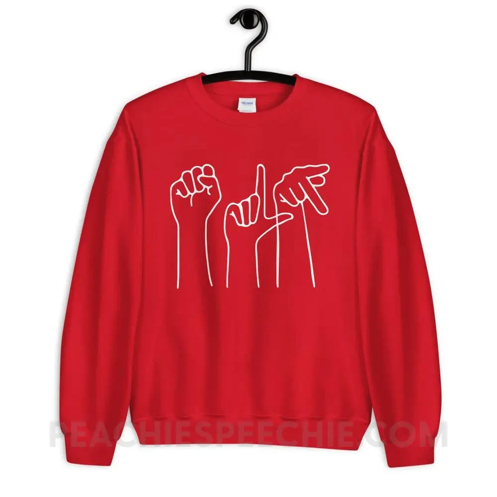 SLP Hands Classic Sweatshirt - Red / S - Hoodies & Sweatshirts peachiespeechie.com