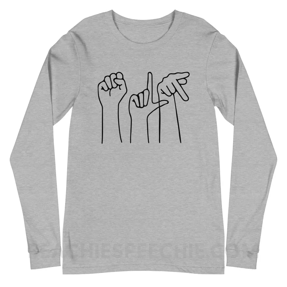 SLP Hands Long Premium Sleeve - Athletic Heather / S T - Shirts & Tops peachiespeechie.com