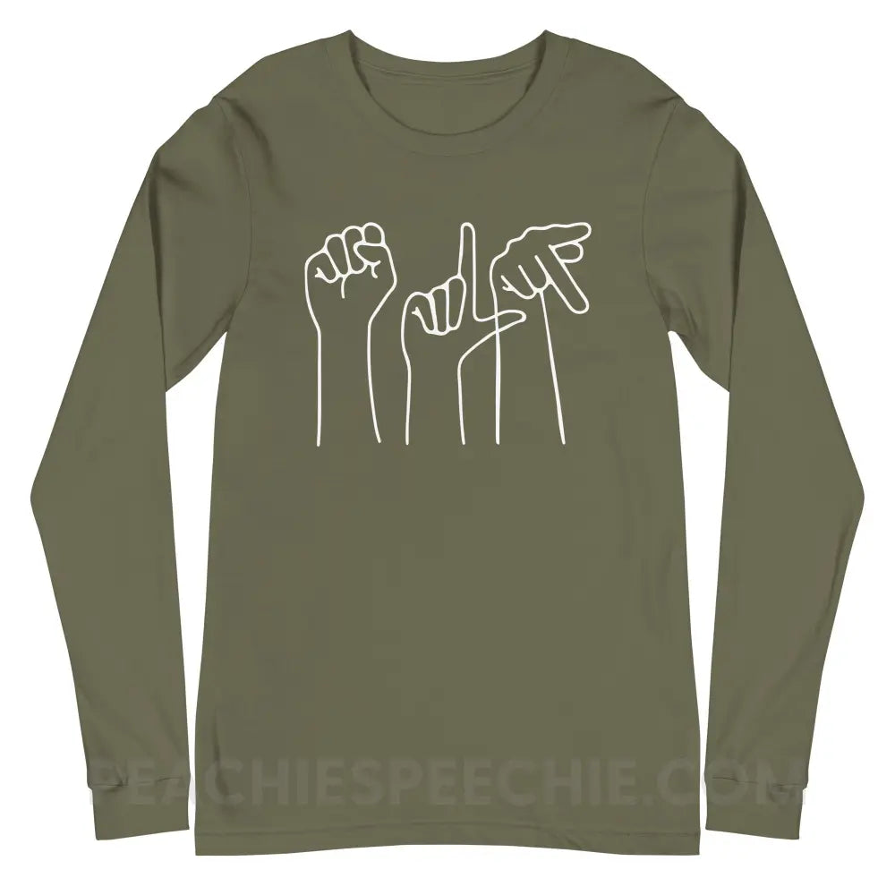 SLP Hands Long Premium Sleeve - Military Green / S T - Shirts & Tops peachiespeechie.com