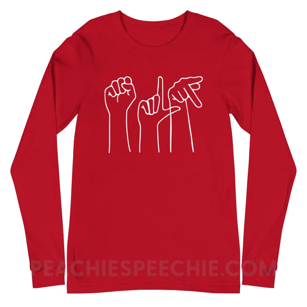 SLP Hands Long Premium Sleeve - Red / S T - Shirts & Tops peachiespeechie.com