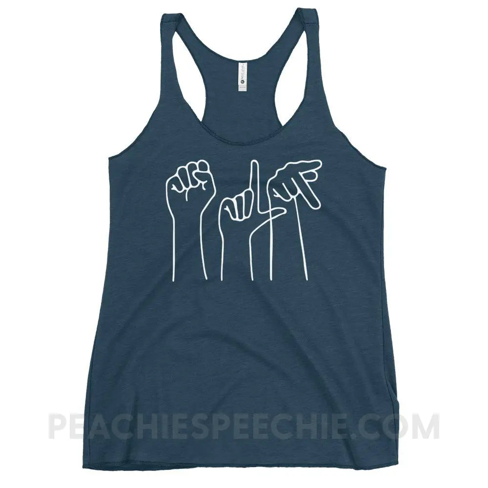 SLP Hands Tri-Blend Racerback - Indigo / XS - Tank Tops peachiespeechie.com