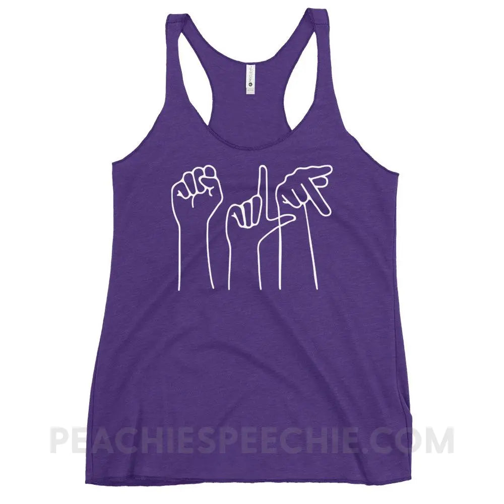 SLP Hands Tri-Blend Racerback - Purple Rush / XS - Tank Tops peachiespeechie.com