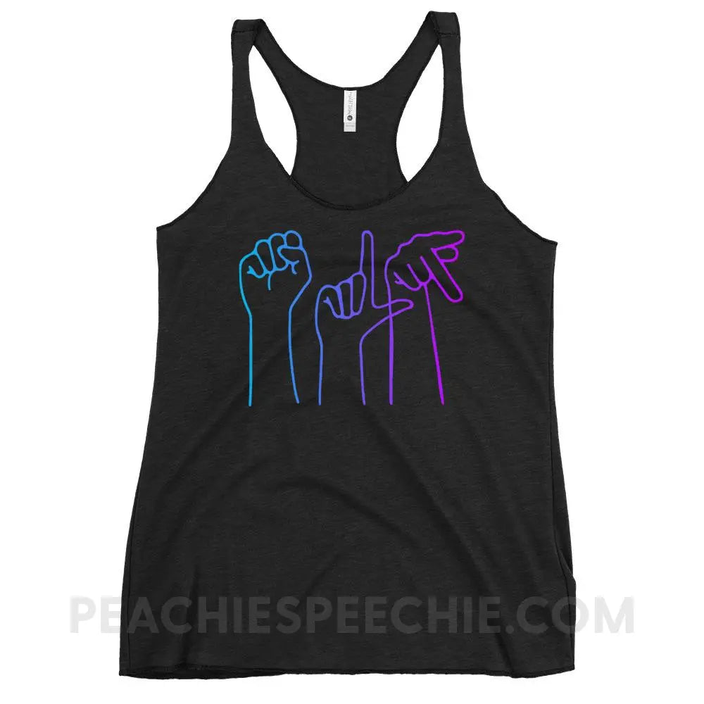 SLP Hands Tri-Blend Racerback - Vintage Black / XS - Tank Tops peachiespeechie.com