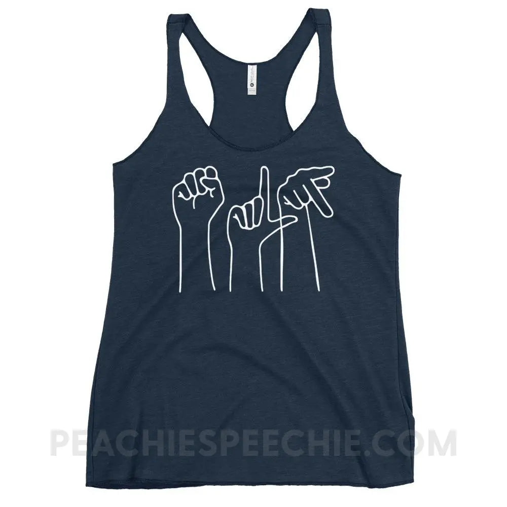 SLP Hands Tri-Blend Racerback - Vintage Navy / XS - Tank Tops peachiespeechie.com