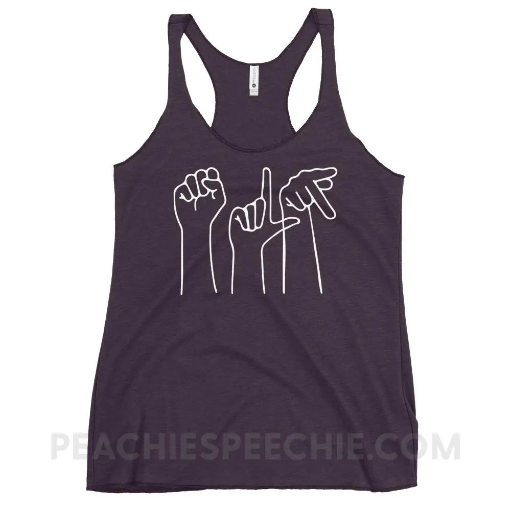 SLP Hands Tri-Blend Racerback - Vintage Purple / XS - Tank Tops peachiespeechie.com