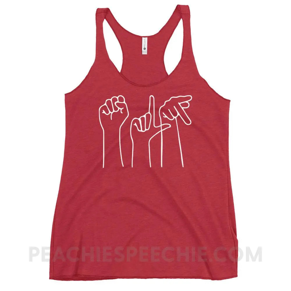 SLP Hands Tri-Blend Racerback - Vintage Red / XS - Tank Tops peachiespeechie.com