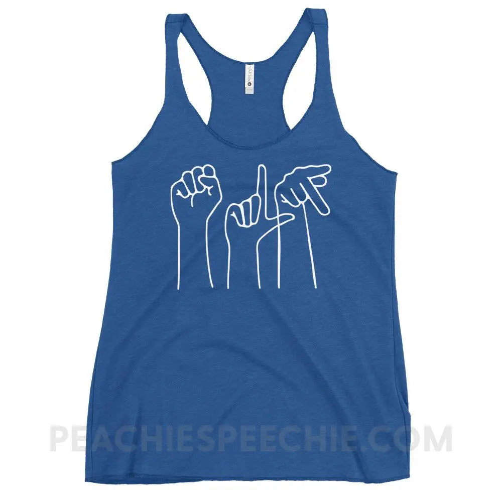 SLP Hands Tri-Blend Racerback - Vintage Royal / XS - Tank Tops peachiespeechie.com