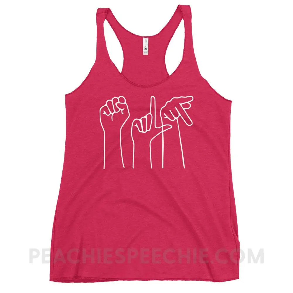 SLP Hands Tri-Blend Racerback - Vintage Shocking Pink / XS - Tank Tops peachiespeechie.com