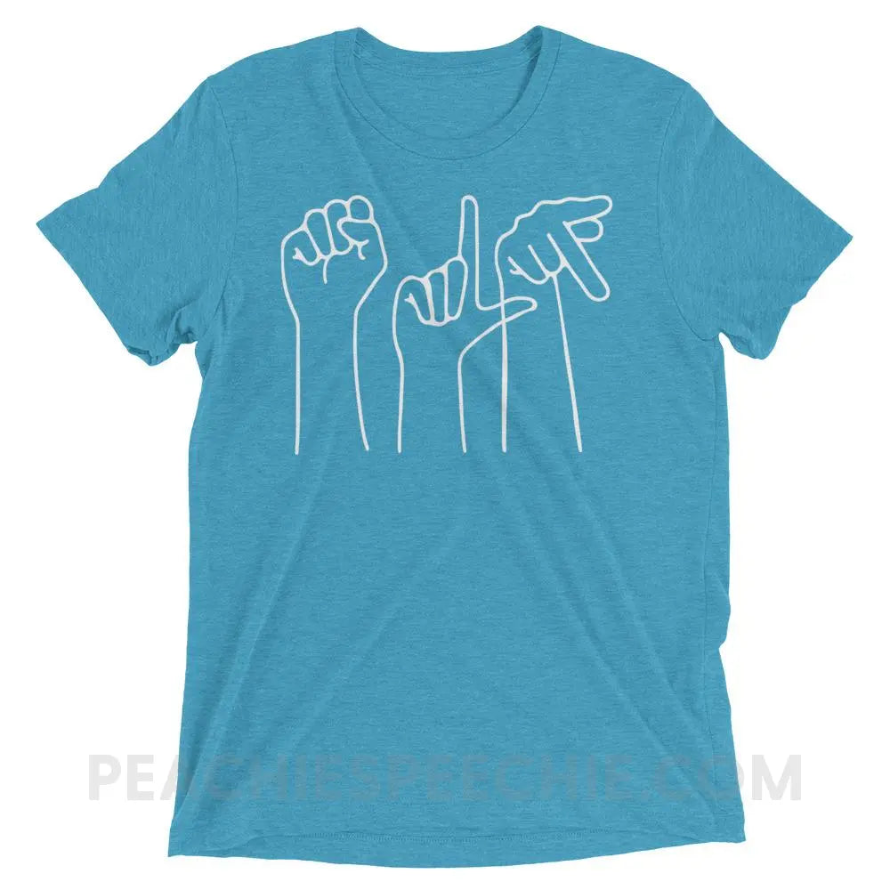 SLP Hands Tri-Blend Tee - Aqua Triblend / XS - T-Shirts & Tops peachiespeechie.com