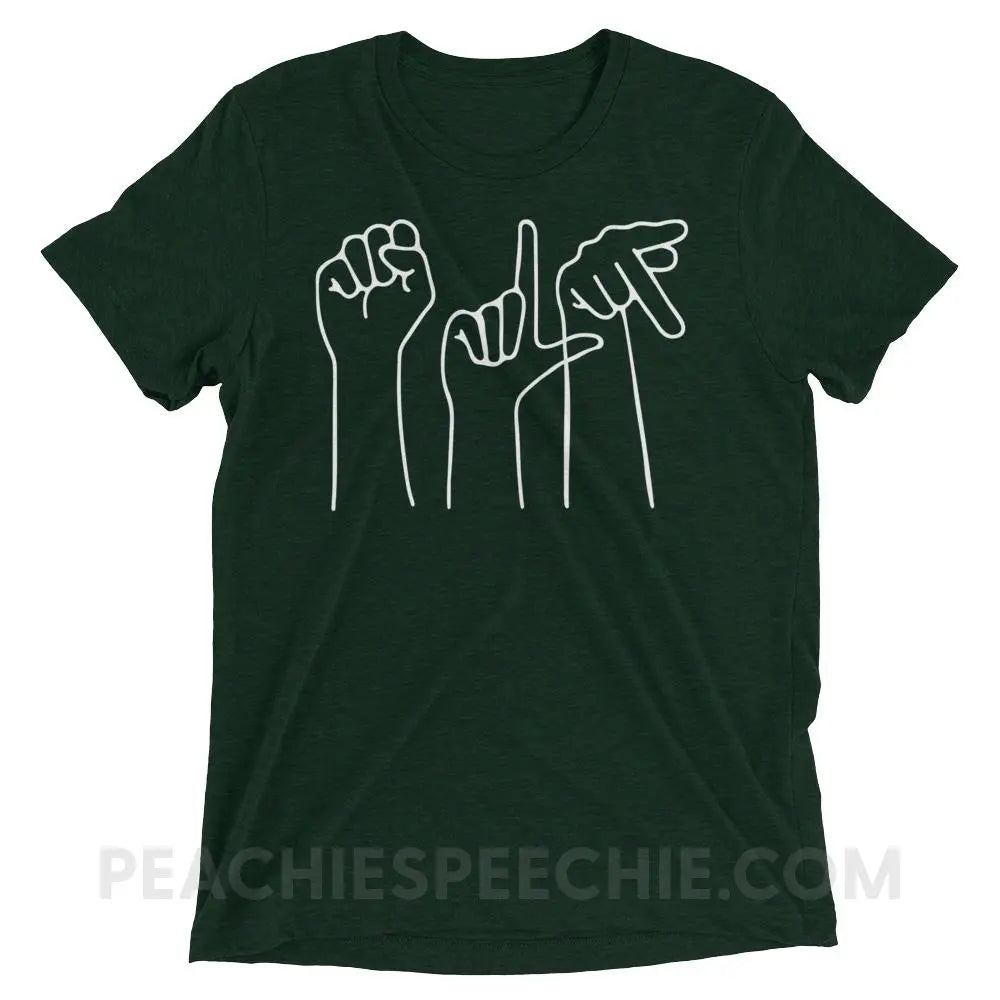 SLP Hands Tri-Blend Tee - Emerald Triblend / XS - T-Shirts & Tops peachiespeechie.com