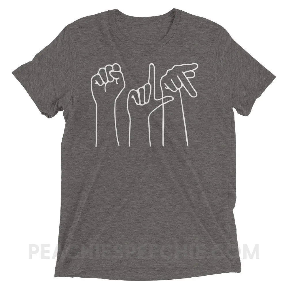 SLP Hands Tri-Blend Tee - Grey Triblend / XS - T-Shirts & Tops peachiespeechie.com