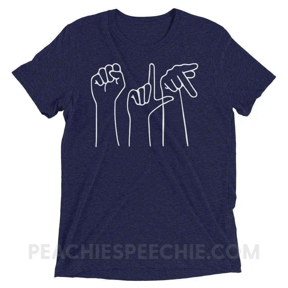 SLP Hands Tri-Blend Tee - Navy Triblend / XS - T-Shirts & Tops peachiespeechie.com