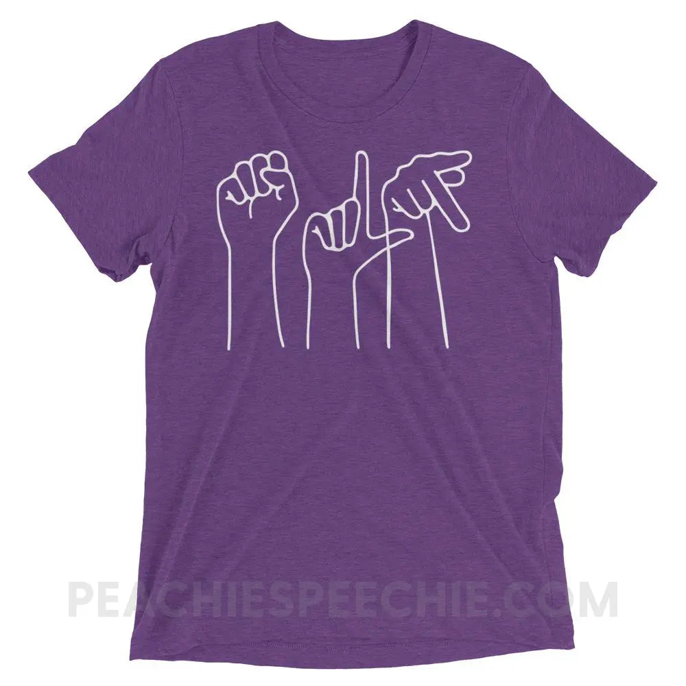 SLP Hands Tri-Blend Tee - Purple Triblend / XS - T-Shirts & Tops peachiespeechie.com