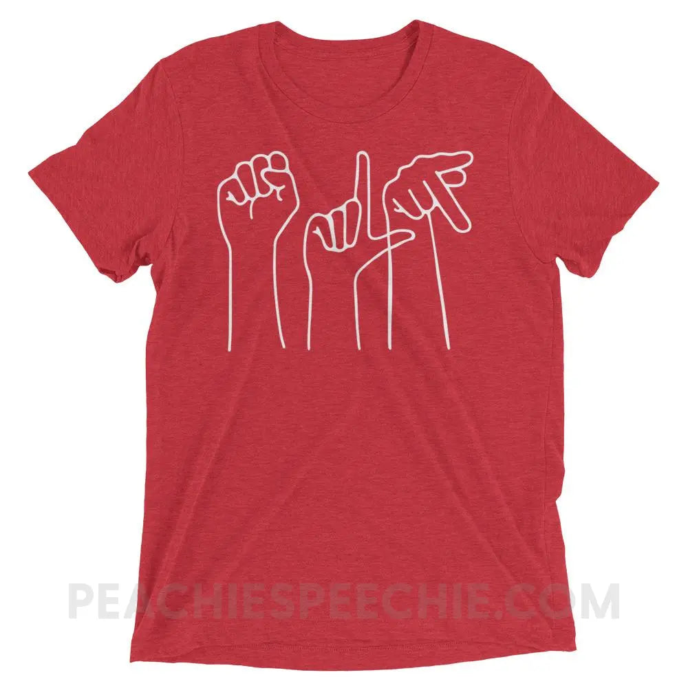 SLP Hands Tri-Blend Tee - Red Triblend / XS - T-Shirts & Tops peachiespeechie.com