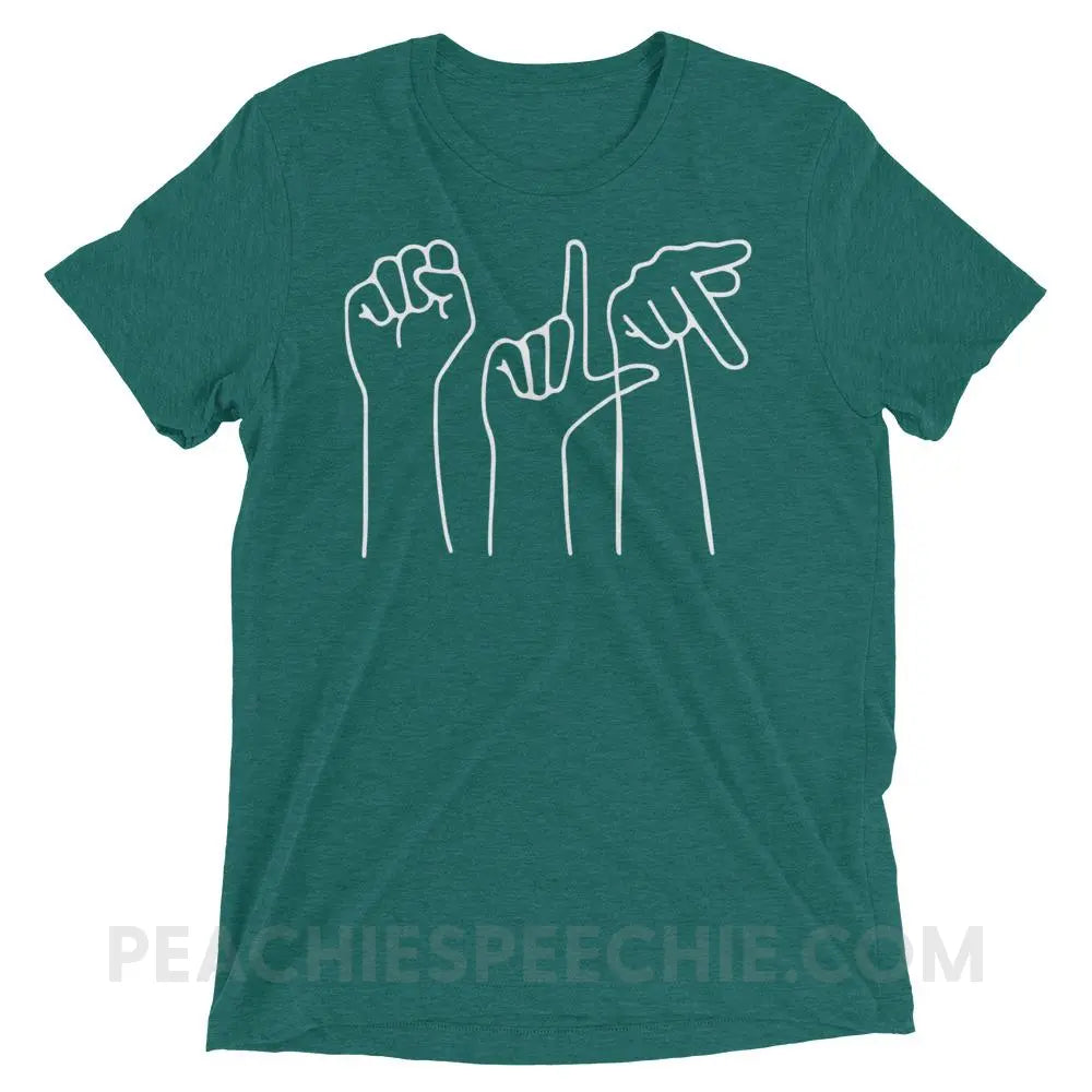 SLP Hands Tri-Blend Tee - Teal Triblend / XS - T-Shirts & Tops peachiespeechie.com