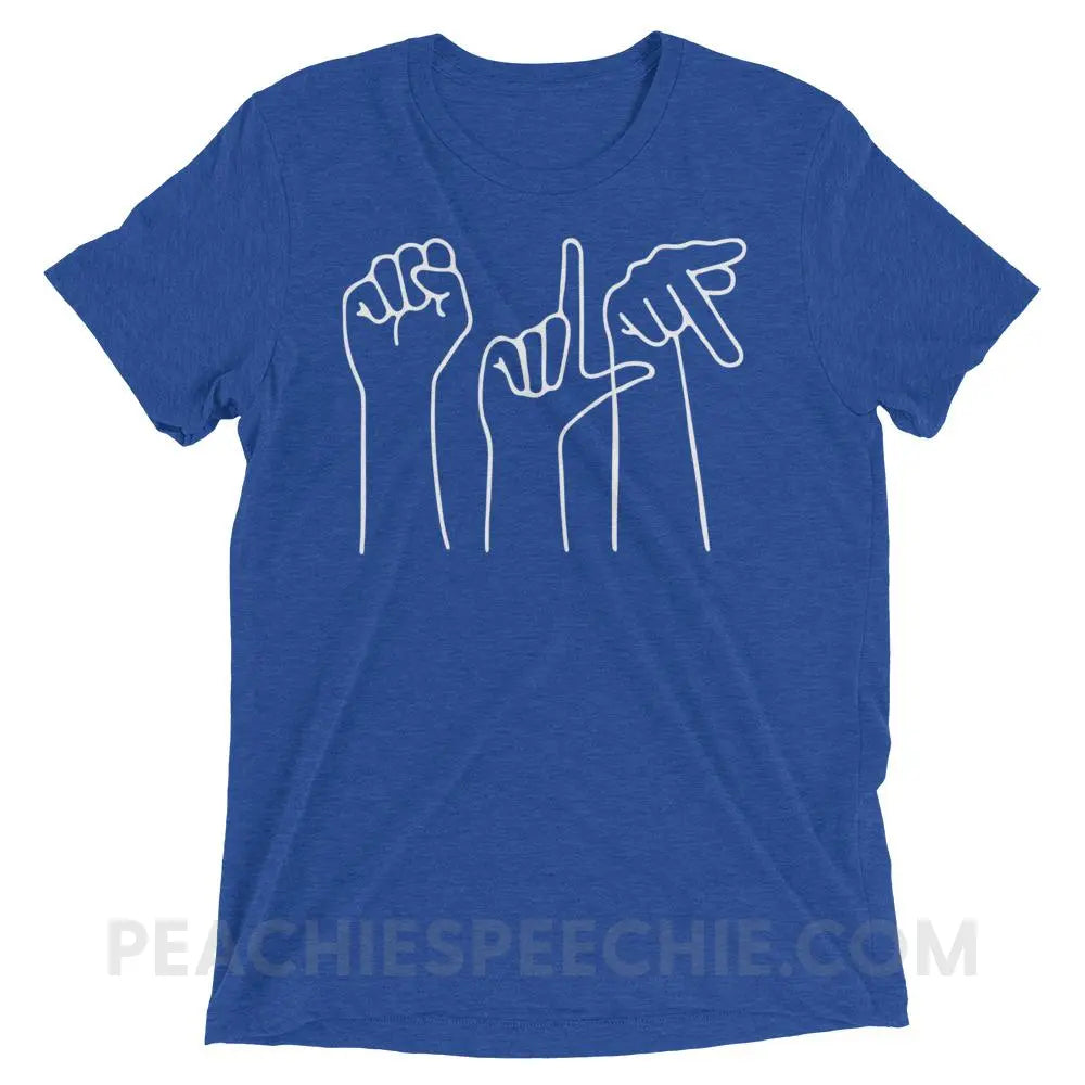 SLP Hands Tri-Blend Tee - True Royal Triblend / XS - T-Shirts & Tops peachiespeechie.com