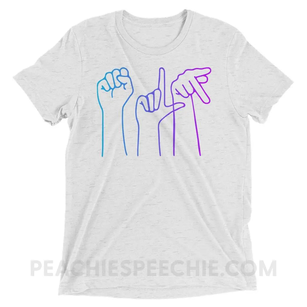 SLP Hands Tri-Blend Tee - White Fleck Triblend / XS - T-Shirts & Tops peachiespeechie.com