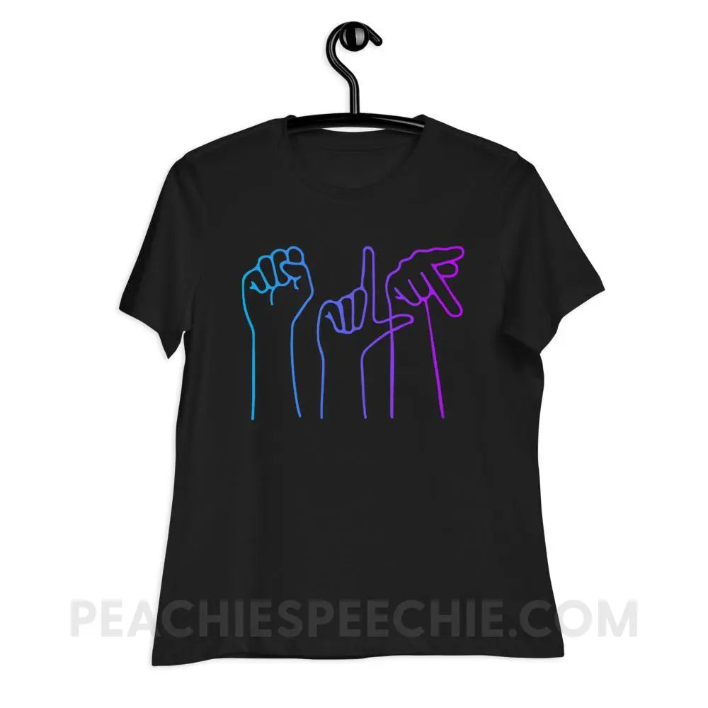 SLP Hands Women’s Relaxed Tee - Black / S T - Shirts & Tops peachiespeechie.com