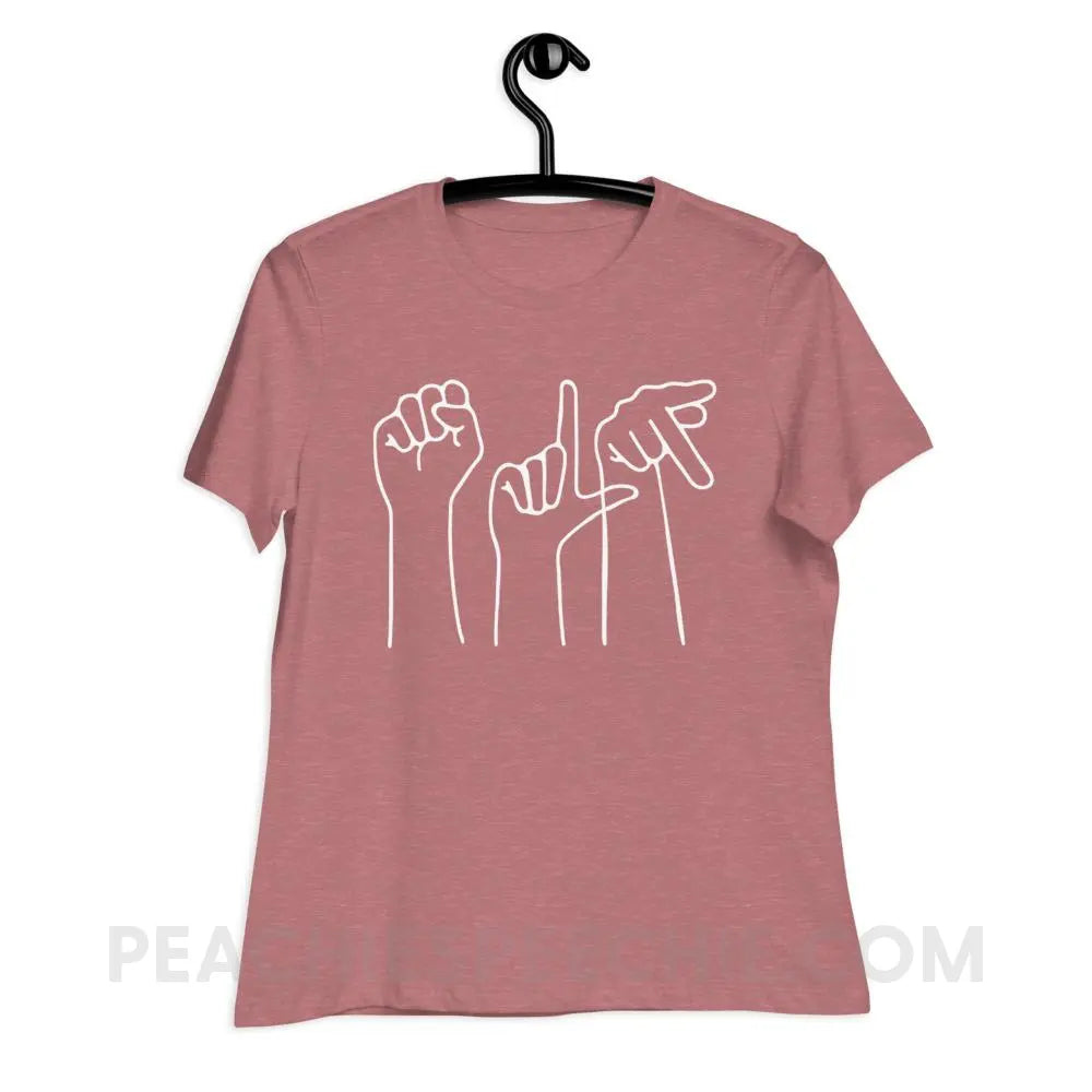 SLP Hands Women’s Relaxed Tee - Heather Mauve / S T - Shirts & Tops peachiespeechie.com
