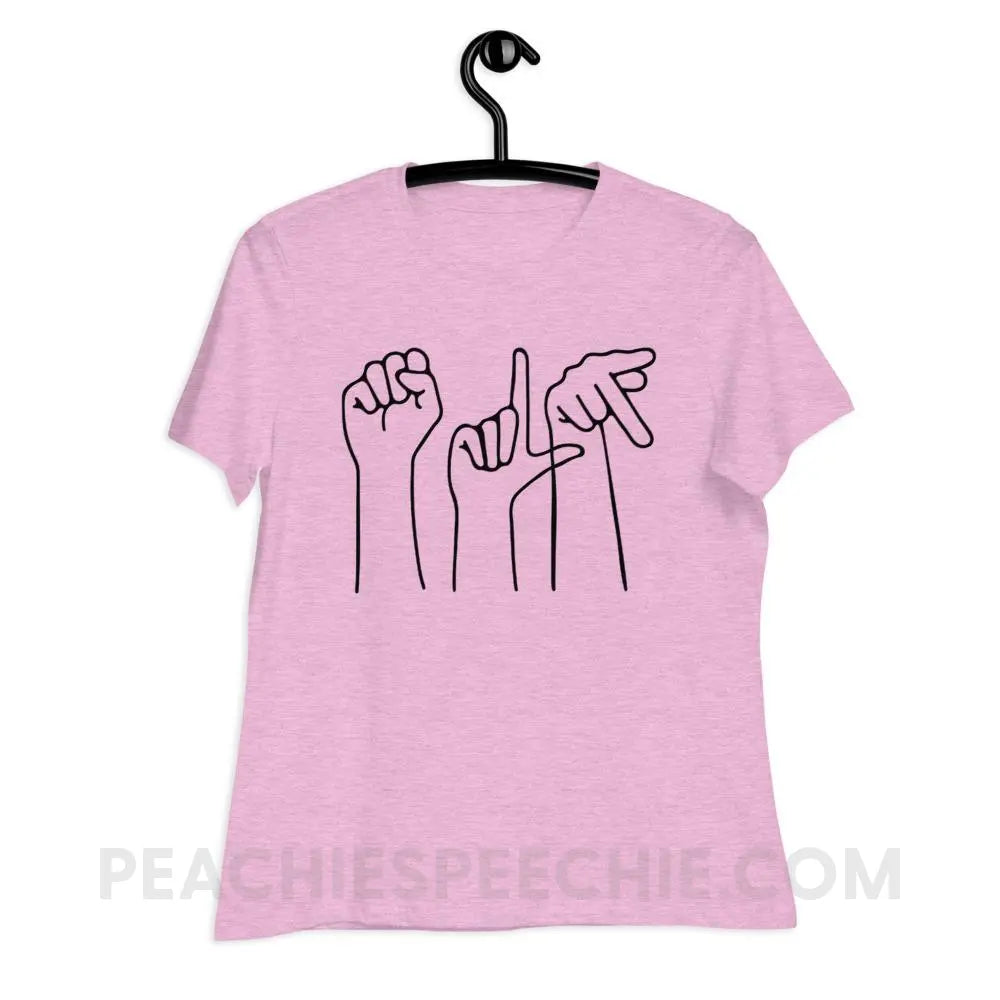 SLP Hands Women’s Relaxed Tee - Heather Prism Lilac / S T - Shirts & Tops peachiespeechie.com