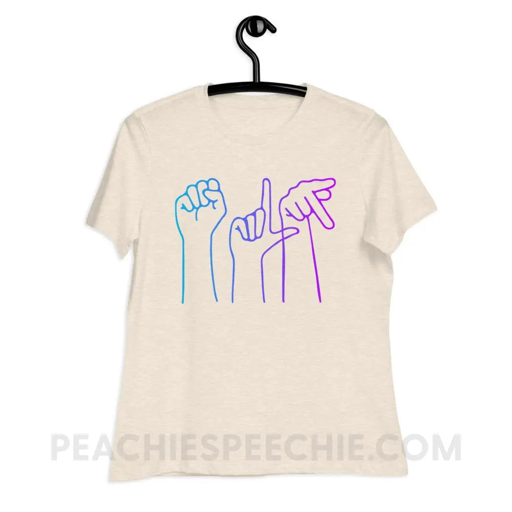 SLP Hands Women’s Relaxed Tee - Heather Prism Natural / S T - Shirts & Tops peachiespeechie.com