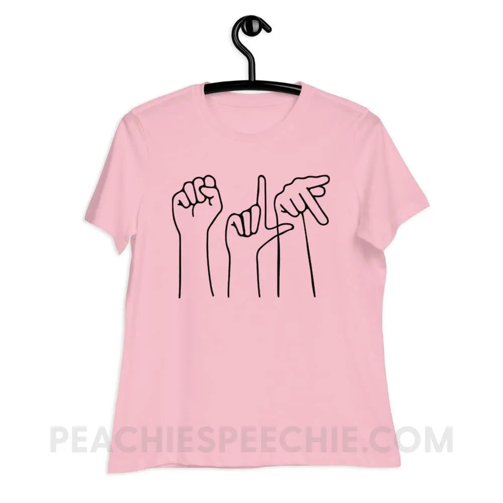 SLP Hands Women’s Relaxed Tee - Pink / S T - Shirts & Tops peachiespeechie.com