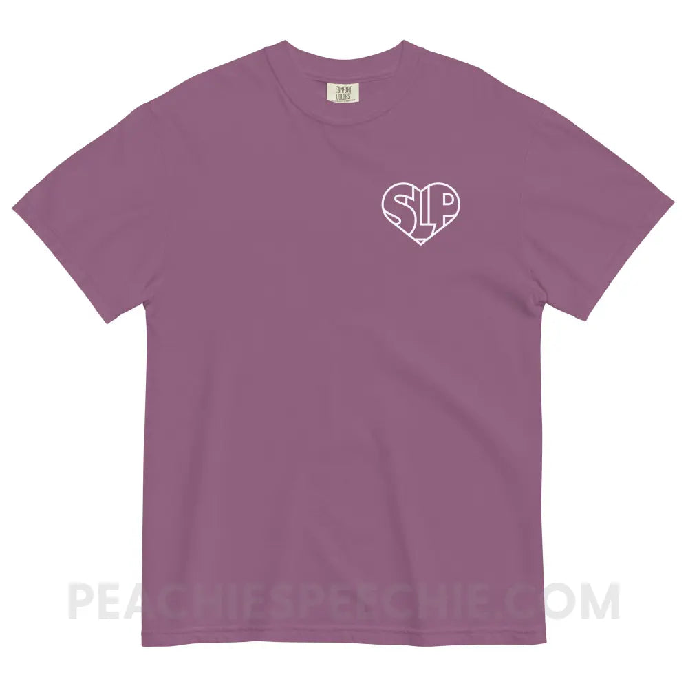 SLP Heart Comfort Colors Tee - Berry / S - peachiespeechie.com