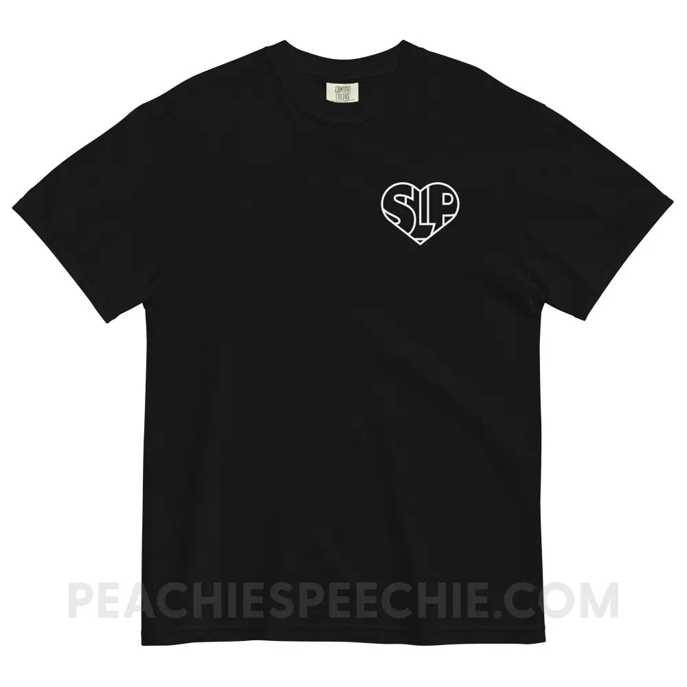 SLP Heart Comfort Colors Tee - Black / S - peachiespeechie.com