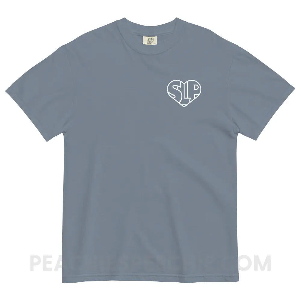 SLP Heart Comfort Colors Tee - Blue Jean / S - peachiespeechie.com