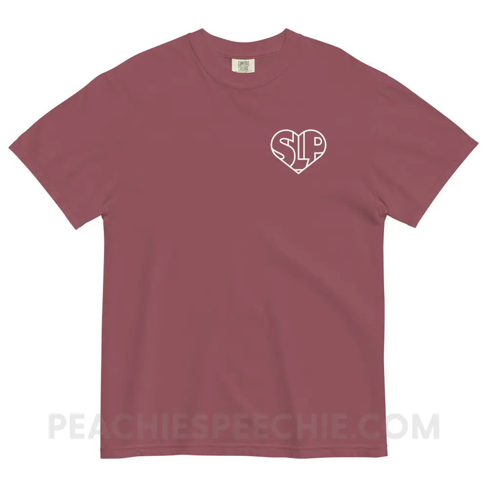 SLP Heart Comfort Colors Tee - Brick / S - peachiespeechie.com