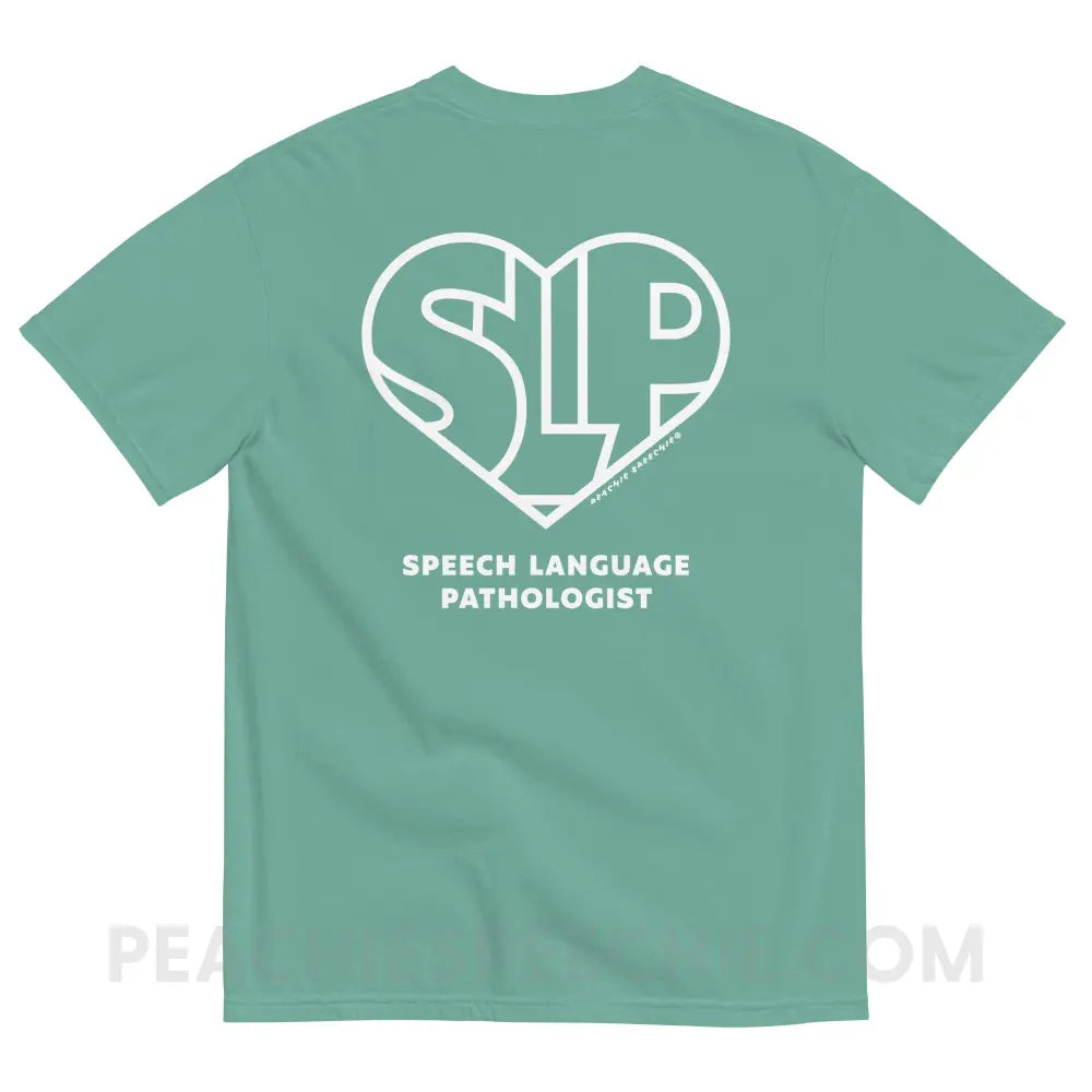 SLP Heart Comfort Colors Tee - peachiespeechie.com