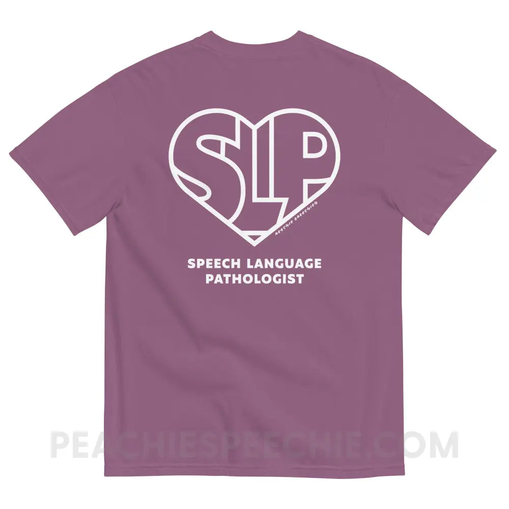 SLP Heart Comfort Colors Tee - peachiespeechie.com